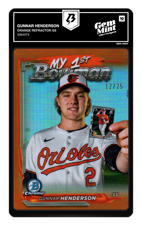 Gunnar Henderson 2024 Orange Refractor /25 graded Gem Mint 10 by TradingCard360