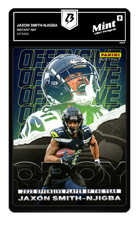 Jaxon Smith-Njigba 2025 Instant /887 graded Mint 9 by TradingCard360