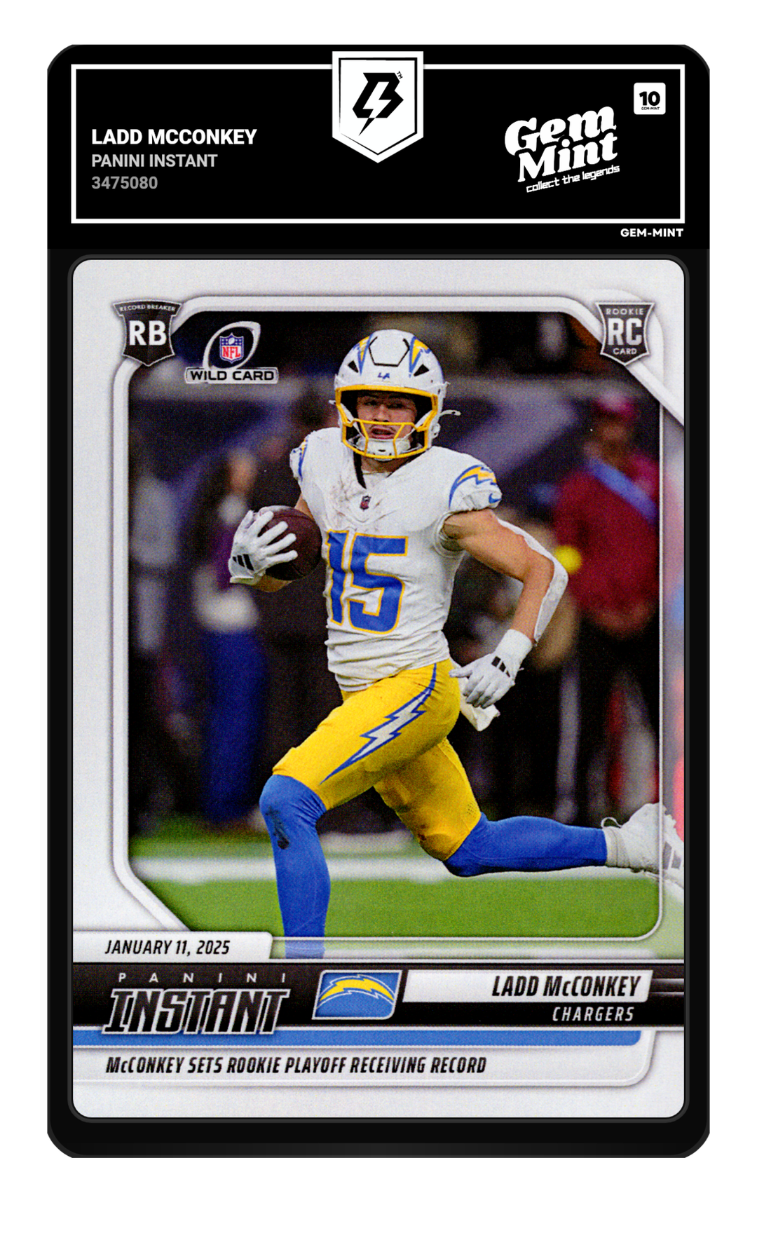 Ladd McConkey graded Gem Mint 10