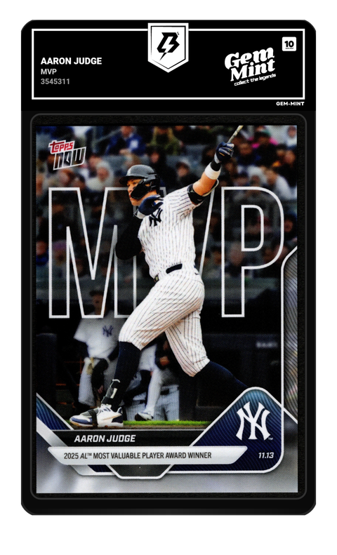 Aaron Judge 2025 MVP graded Gem Mint 10 by TradingCard360