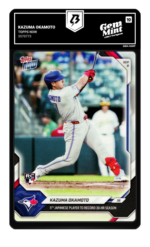 Kazuma Okamoto 2026 Topps Now graded Gem Mint 10 by TradingCard360