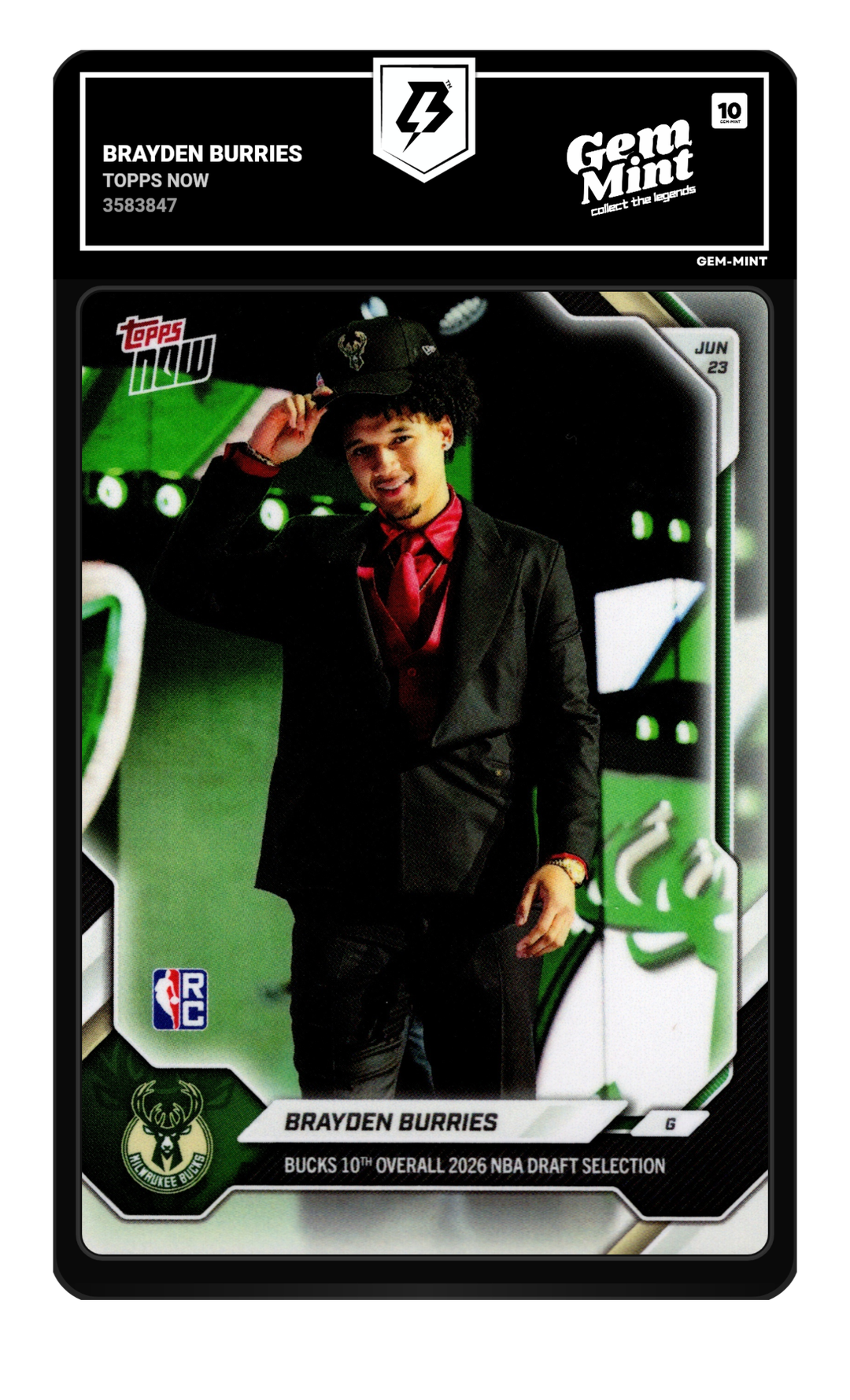 Brayden Burries graded Gem Mint 10