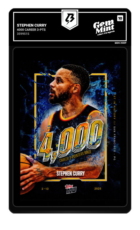 Stephen Curry 2025 Topps Now graded Gem Mint 10 by TradingCard360