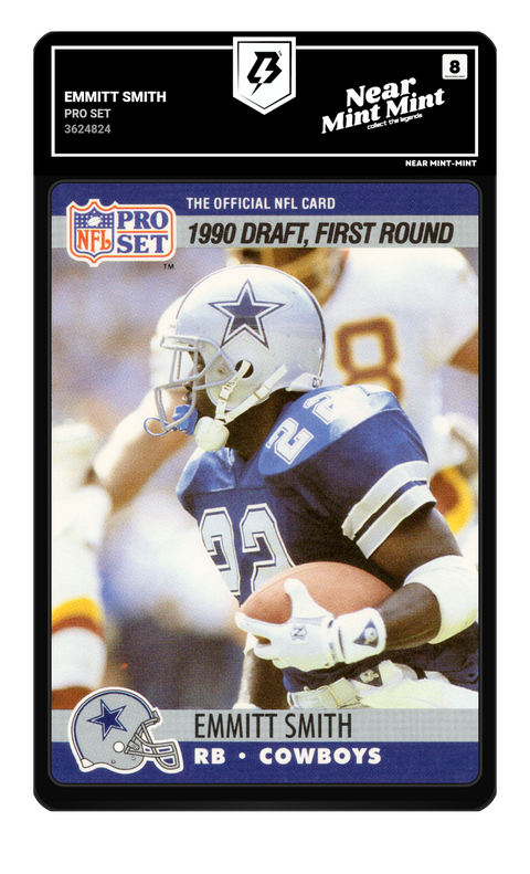 Emmitt Smith 1990 Pro Set graded NM-MT 8 by TradingCard360