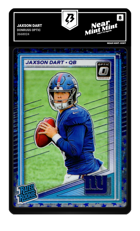 Jaxson Dart 2025 Donruss Optic graded NM-MT 8 by TradingCard360