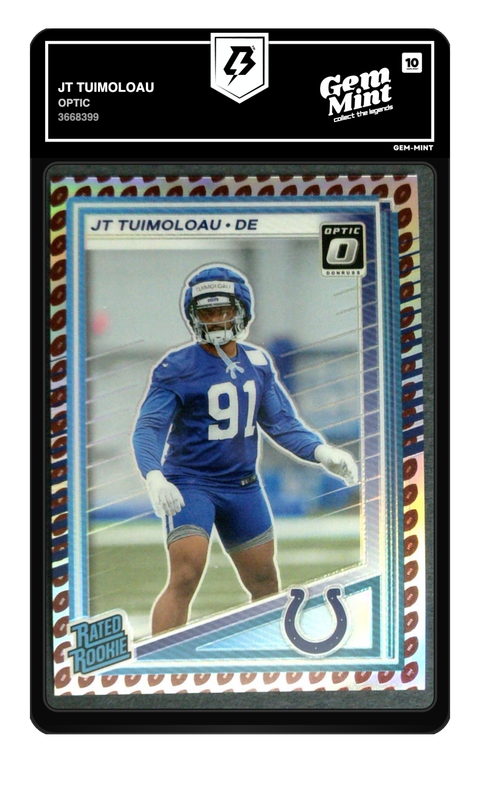 JT Tuimoloau 2025 Donruss graded Gem Mint 10 by TradingCard360