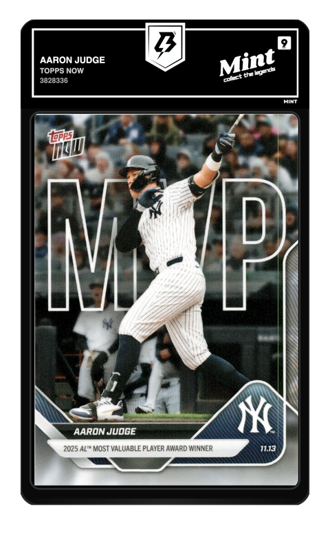 Aaron Judge 2025 Topps Now graded Mint 9 by TradingCard360