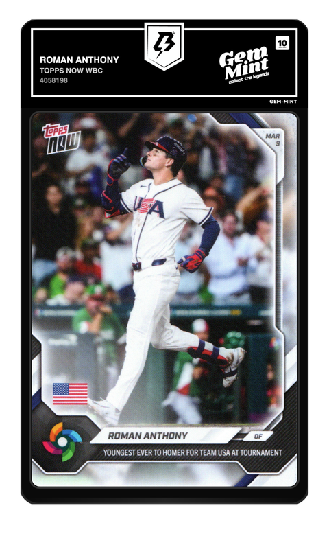 Roman Anthony 2026 Topps Now WBC graded Gem Mint 10 by TradingCard360