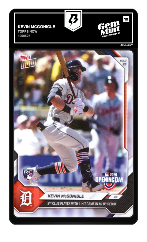 Kevin McGonigle 2026 Topps Now graded Gem Mint 10 by TradingCard360