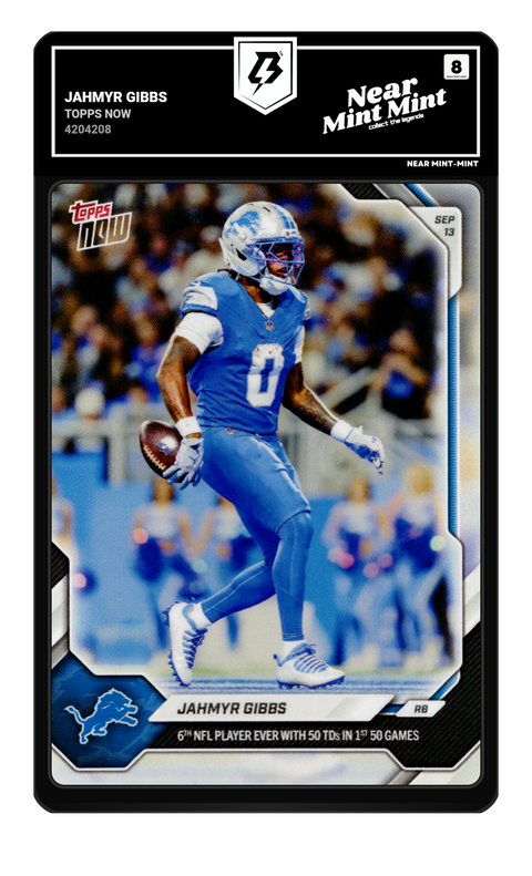 Jahmyr Gibbs 2026 Topps Now graded NM-MT 8 by TradingCard360