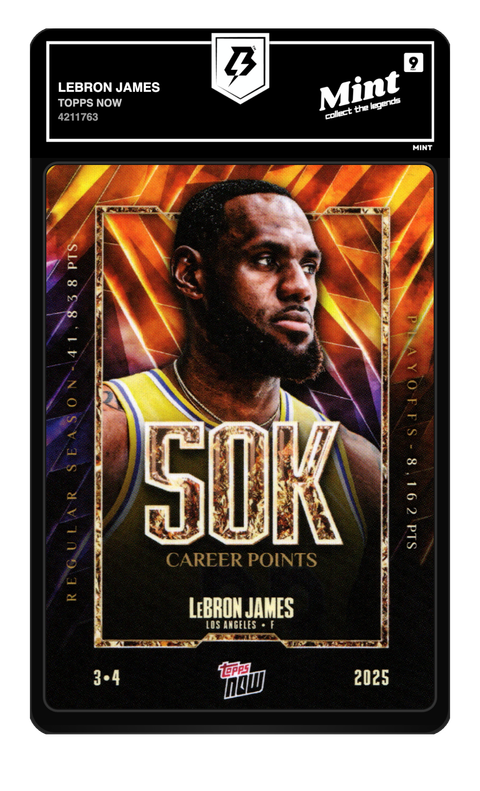 LeBron James 2025 Topps Now graded Mint 9 by TradingCard360