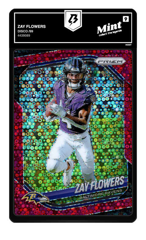 Zay Flowers 2025 Disco /99 graded Mint 9 by TradingCard360