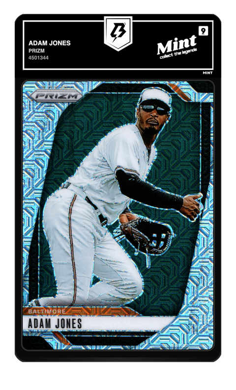 Adam Jones 2025 Prizm graded Mint 9 by TradingCard360