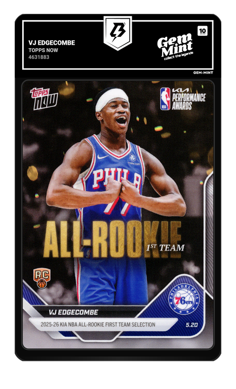 Vj Edgecombe 2026 Topps Now graded Gem Mint 10 by TradingCard360