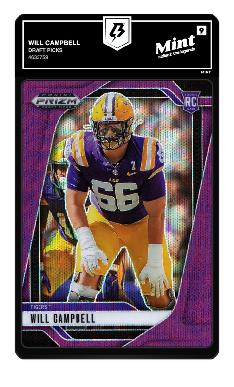 Will Campbell 2025 Prizm Draft Picks graded Mint 9 by TradingCard360