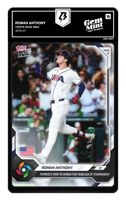 Roman Anthony 2026 Topps Now WBC graded Gem Mint 10 by TradingCard360