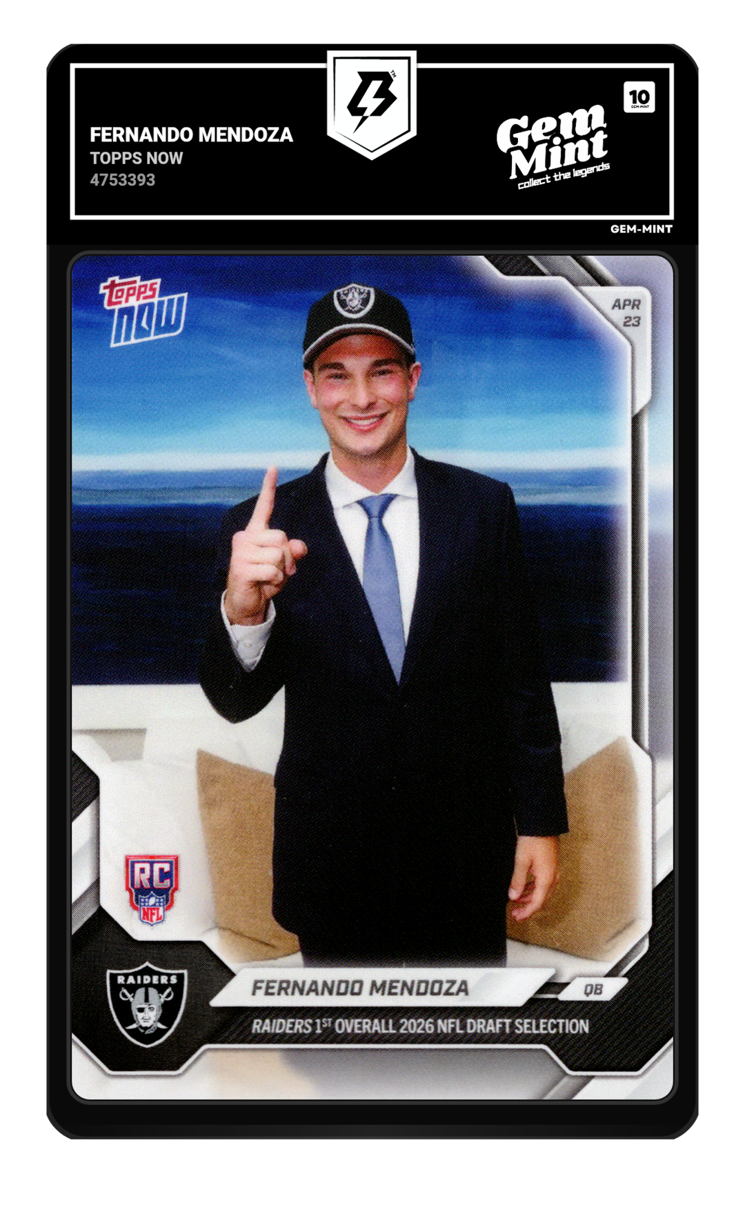 Fernando Mendoza graded Gem Mint 10