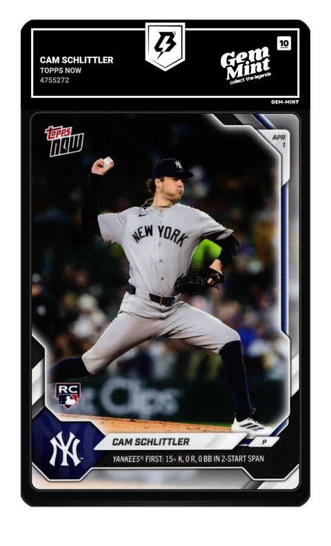 Cam Schlittler 2026 Topps Now graded Gem Mint 10 by TradingCard360