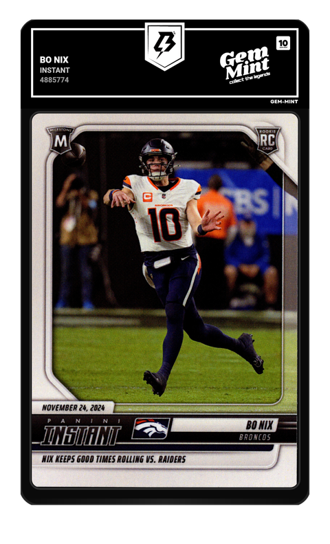 Bo Nix 2024 Instant graded Gem Mint 10 by TradingCard360