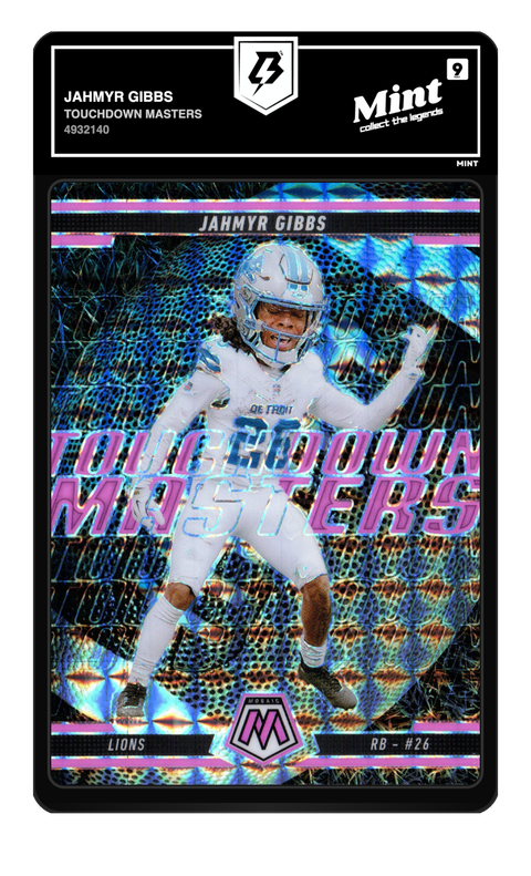 Jahmyr Gibbs 2025 Touchdown Masters graded Mint 9 by TradingCard360