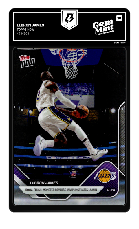 Lebron James 2025 Topps Now graded Gem Mint 10 by TradingCard360