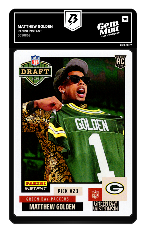 Matthew Golden 2025 Panini Instant graded Gem Mint 10 by TradingCard360