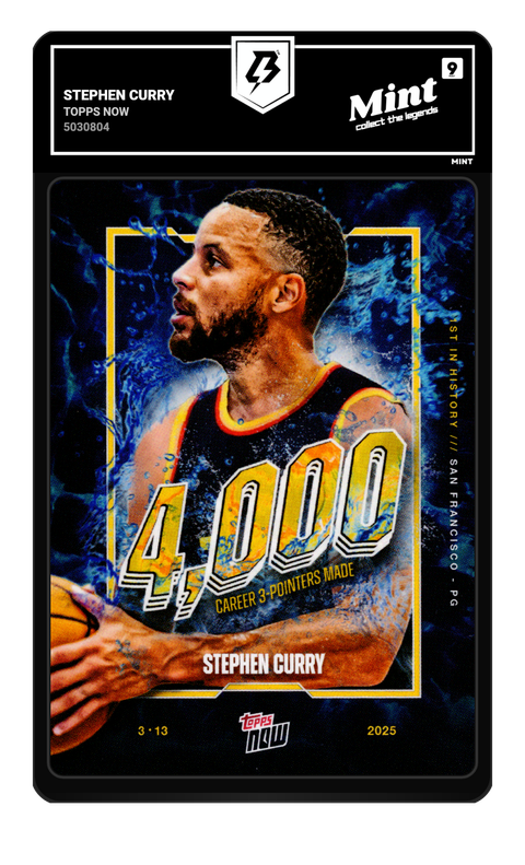 Stephen Curry 2025 Topps Now graded Mint 9 by TradingCard360