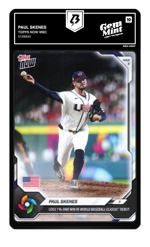 Paul Skenes 2026 Topps Now WBC graded Gem Mint 10 by TradingCard360