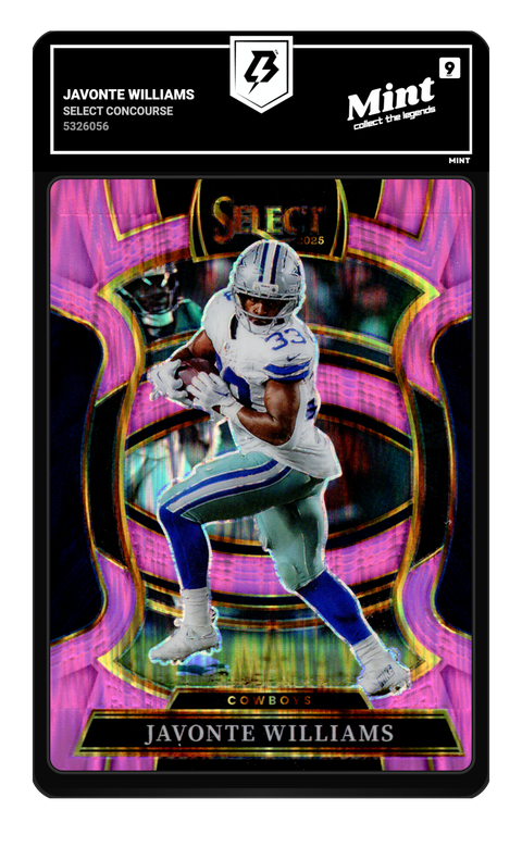 Javonte Williams 2026 Select Concourse graded Mint 9 by TradingCard360