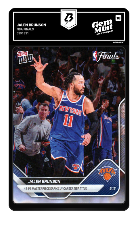 Jalen Brunson 2026 Topps Now graded Gem Mint 10 by TradingCard360