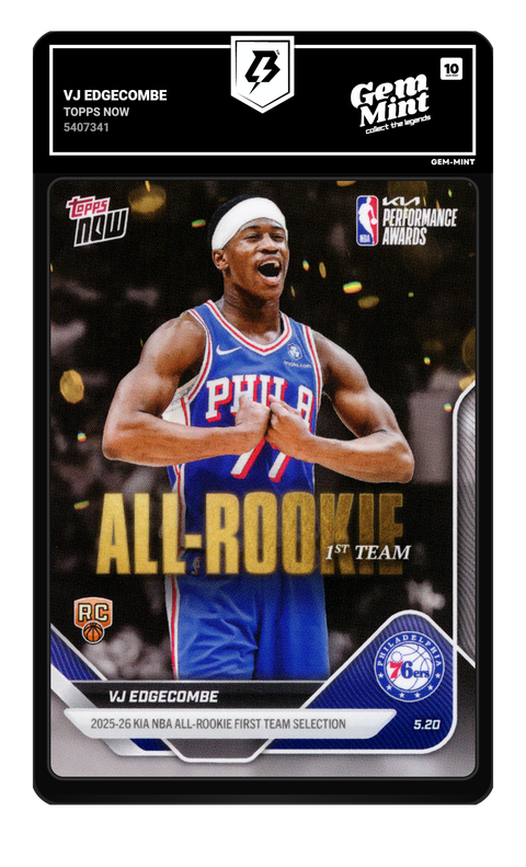 VJ Edgecombe 2026 Topps Now graded Gem Mint 10 by TradingCard360