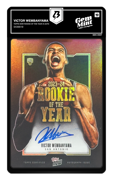 Victor Wembanyama 2023 Topps Now Rookie Of The Year /5 Auto graded Gem Mint 10 by TradingCard360