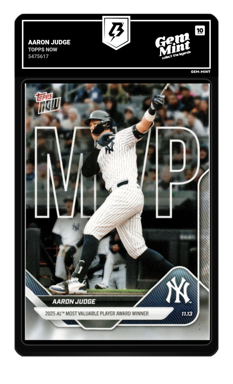 Aaron Judge 2025 Topps Now graded Gem Mint 10 by TradingCard360