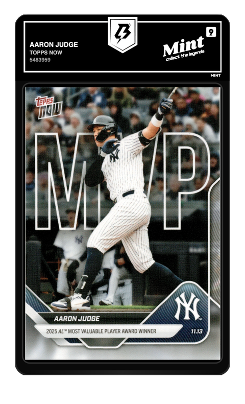 Aaron Judge 2025 Topps Now graded Mint 9 by TradingCard360