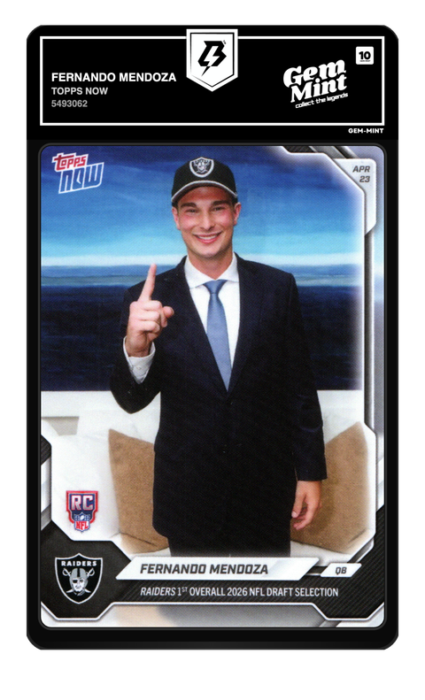 Fernando Mendoza 2026 Rookie Draft Day graded Gem Mint 10 by TradingCard360