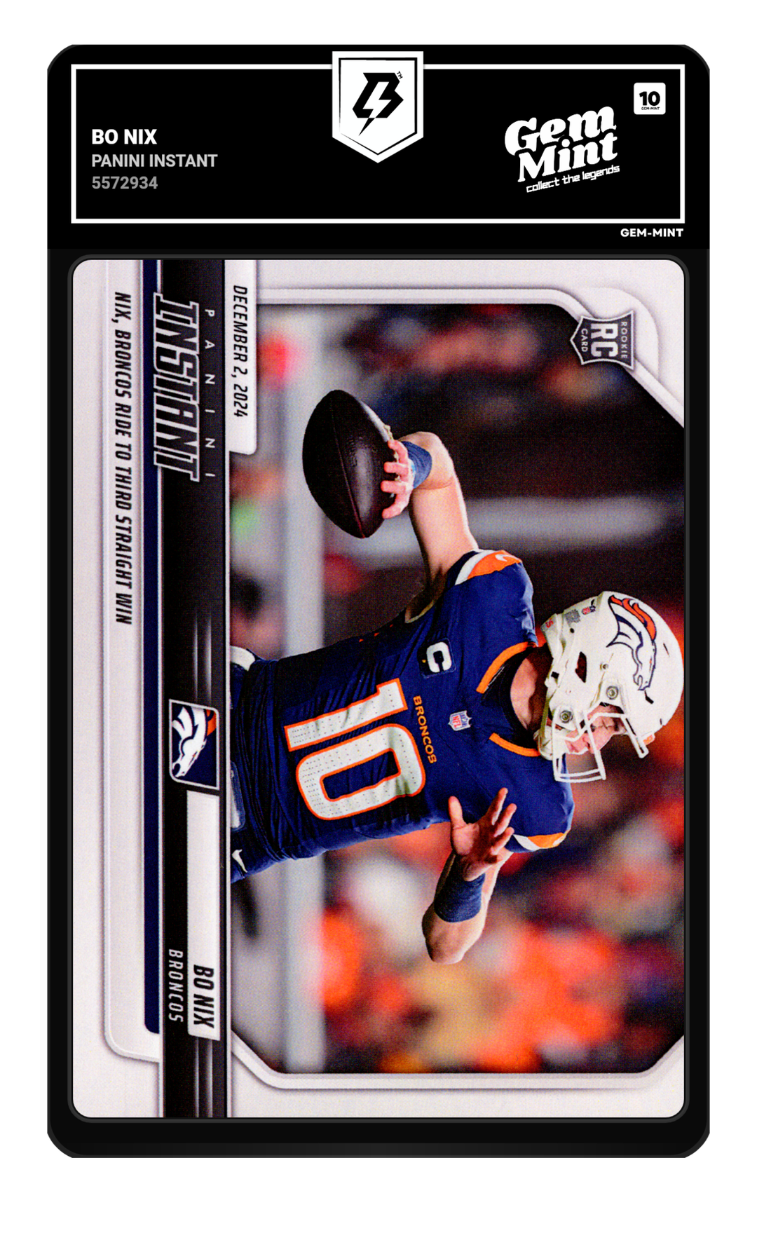 Bo Nix graded Gem Mint 10