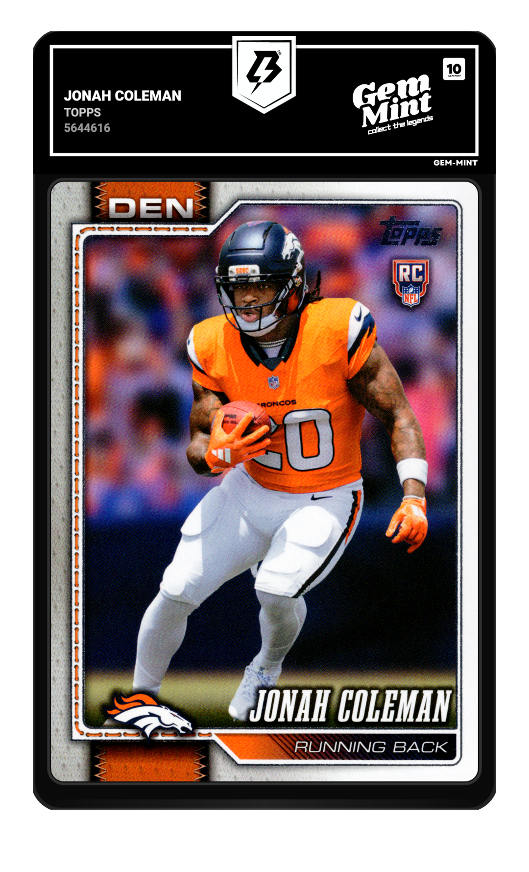 Jonah Coleman graded Gem Mint 10