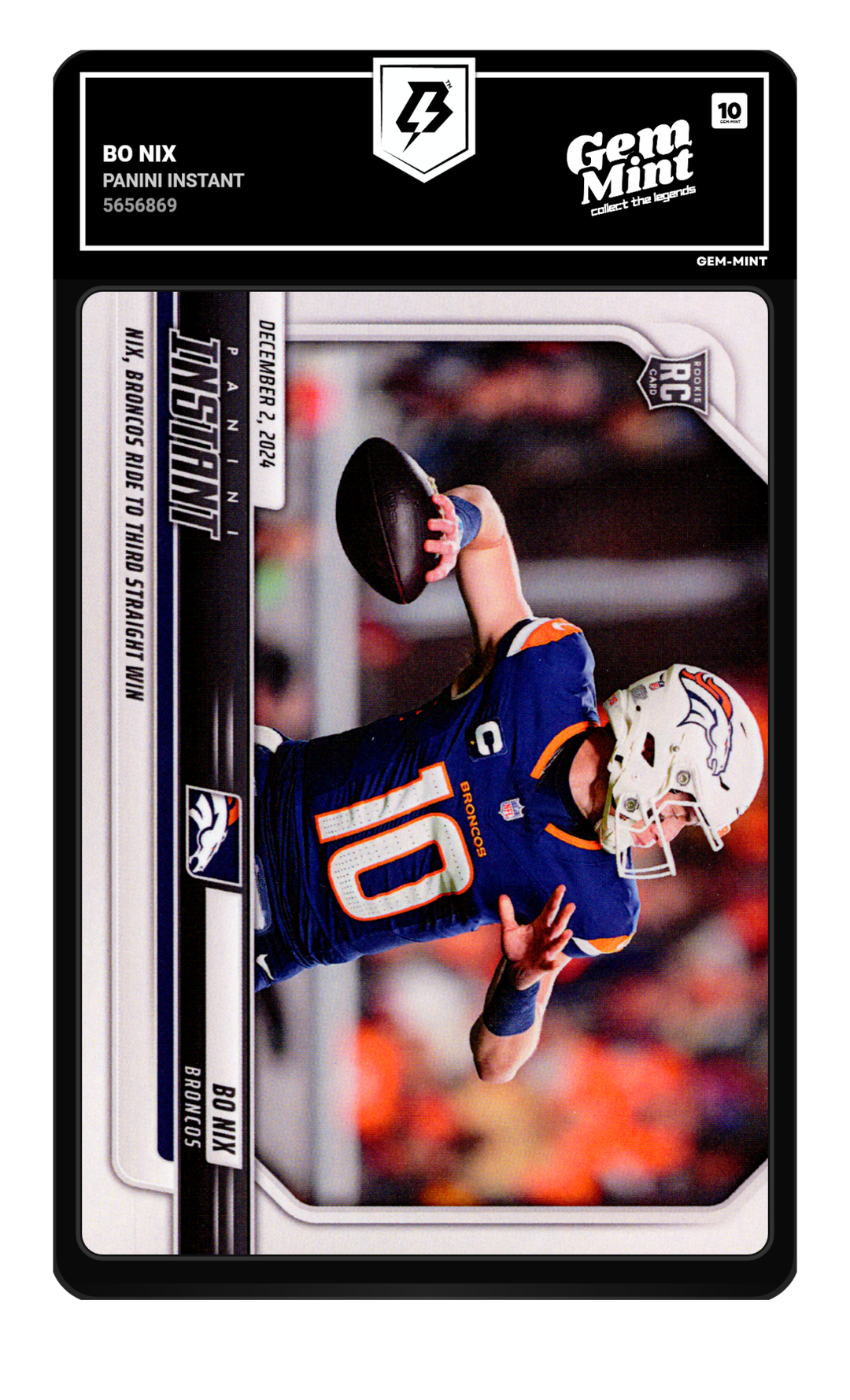Bo Nix graded Gem Mint 10
