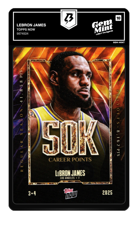 LeBron James 2025 Topps Now graded Gem Mint 10 by TradingCard360