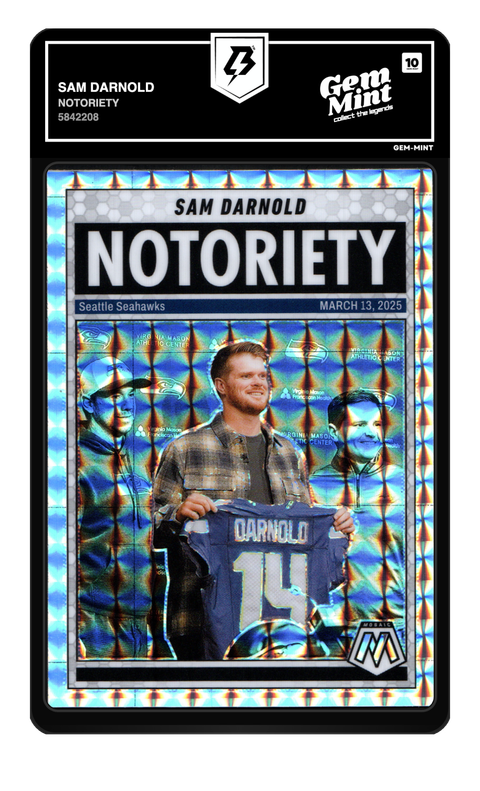 Sam Darnold 2025 Notoriety graded Gem Mint 10 by TradingCard360