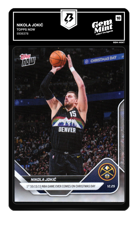 Nikola Jokić 2025 Topps Now graded Gem Mint 10 by TradingCard360