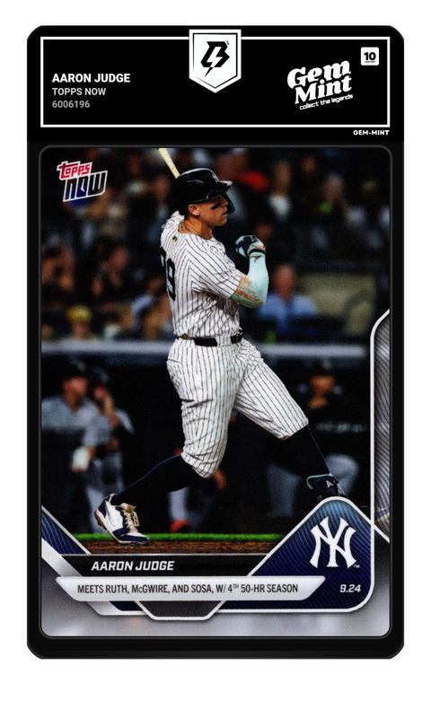 Aaron Judge 2025 Topps Now graded Gem Mint 10 by TradingCard360