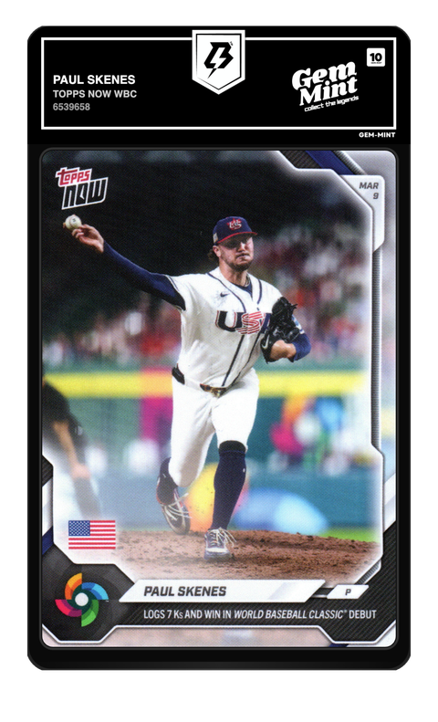 Paul Skenes 2026 Topps Now WBC graded Gem Mint 10 by TradingCard360