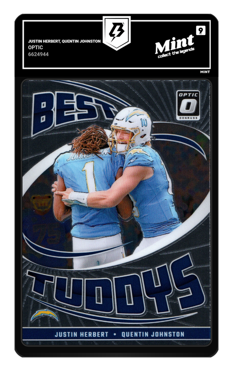 Justin Herbert, Quentin Johnston 2024 Optic graded Mint 9 by TradingCard360
