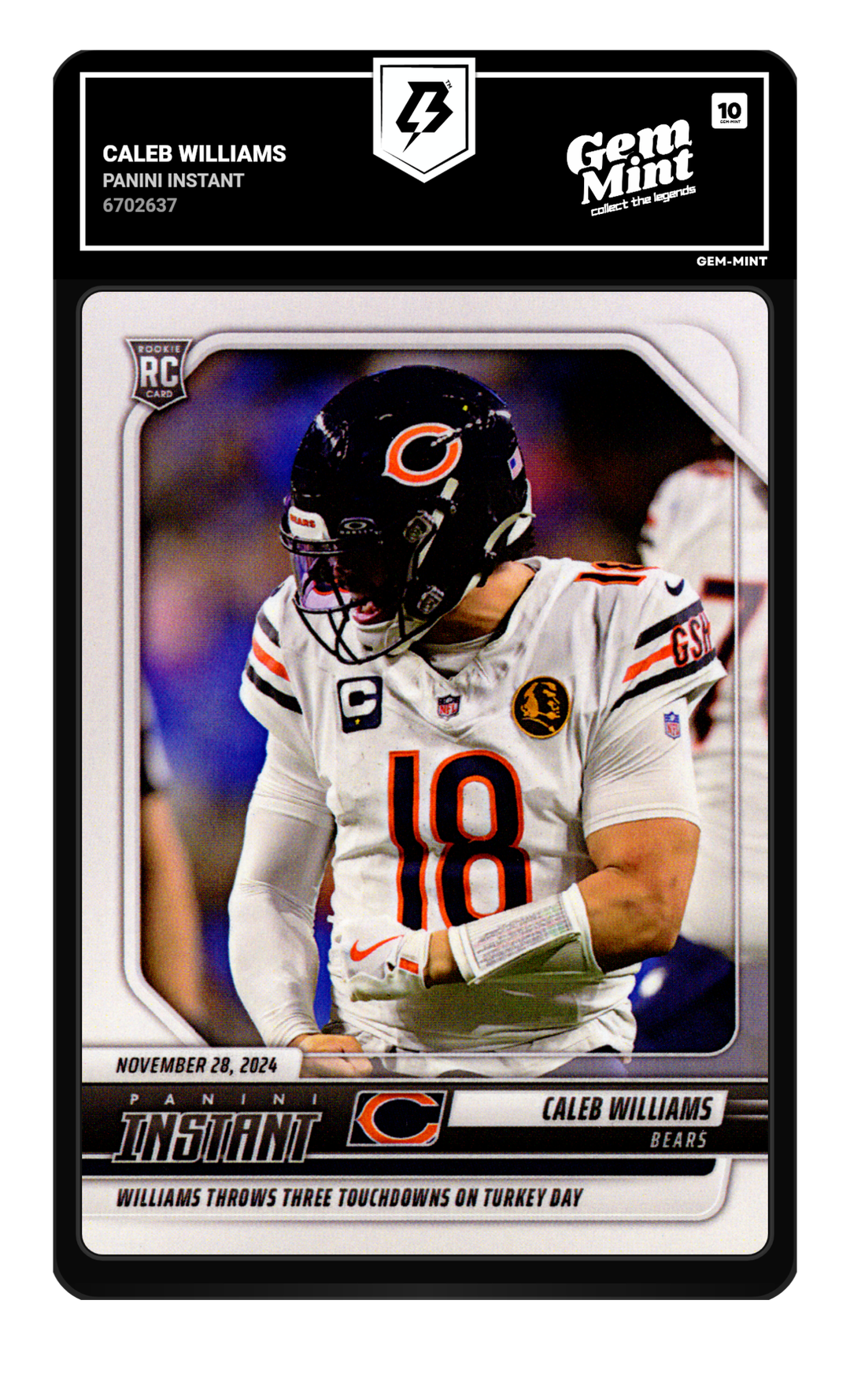Caleb Williams graded Gem Mint 10