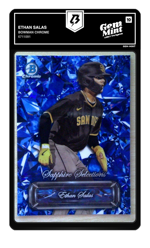Ethan Salas 2024 Bowman Chrome Sapphire graded Gem Mint 10 by TradingCard360