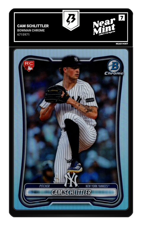Cam Schlittler 2026 Bowman Chrome graded Near Mint 7 by TradingCard360