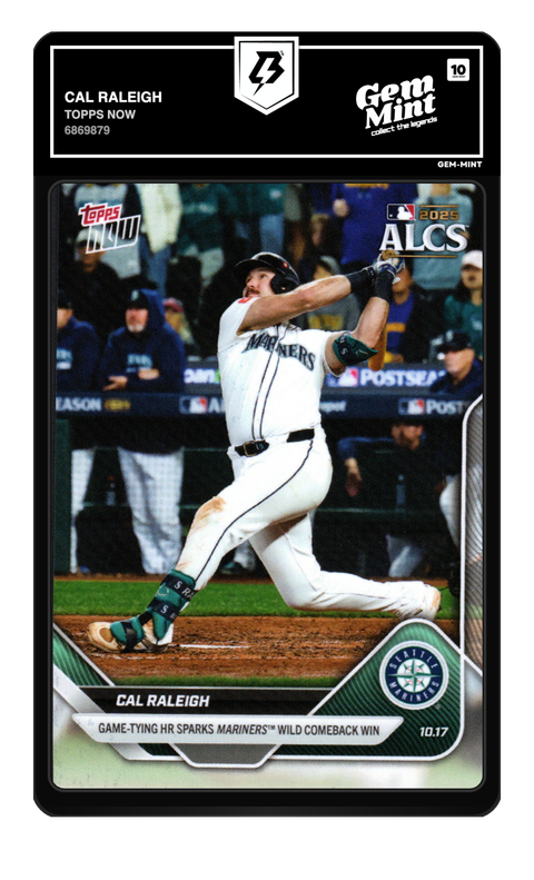 Cal Raleigh 2025 Topps Now graded Gem Mint 10 by TradingCard360