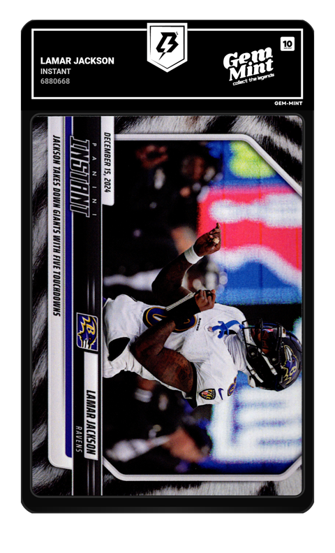 Lamar Jackson 2024 Instant graded Gem Mint 10 by TradingCard360