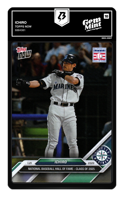 Ichiro 2025 Topps Now graded Gem Mint 10 by TradingCard360